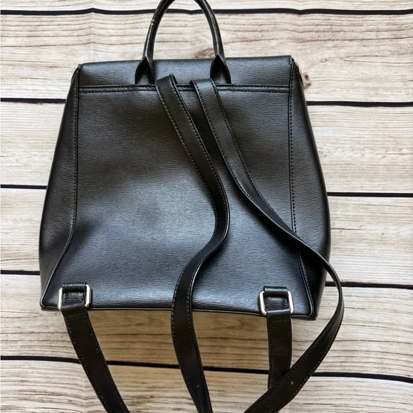 DKNY Bryant top zip Black Leather Backpack - Picture 2 of 8